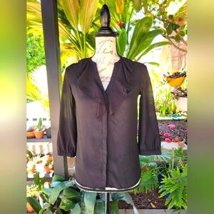 H&M Black Chiffon Blouse‎ Top Size 2